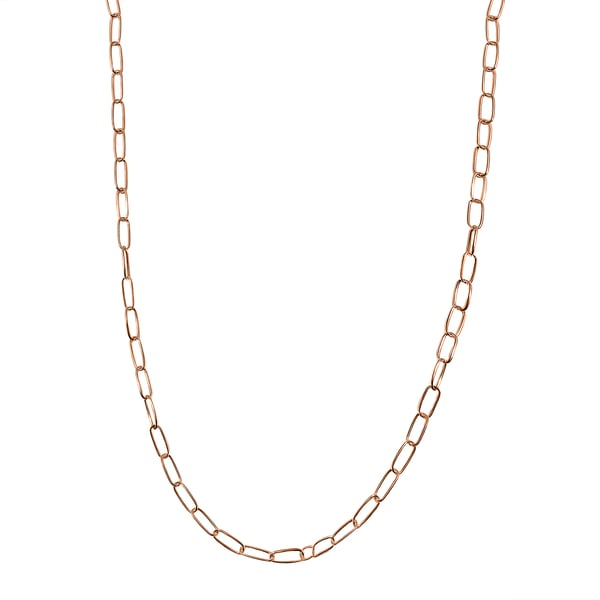 NY Close Out Deal - Rose Gold Overlay Sterling Silver Paperclip Necklace with Lobster Clasp (Size - 