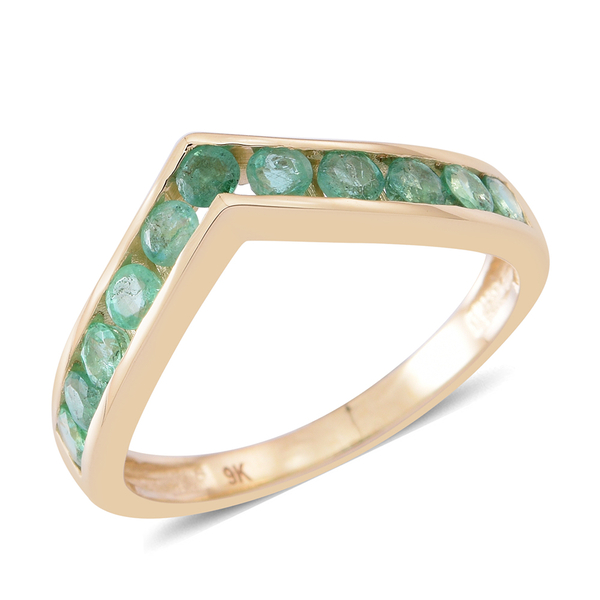 1 Carat AAA Emerald Wishbone Ring in 9K Gold 2.6 Grams