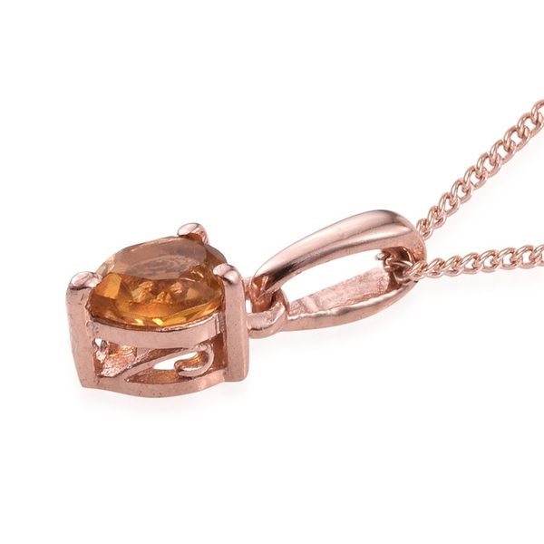 Set of 5- Citrine (Pear), Amethyst, Hebei Peridot, Rhodolite Garnet and Sky Blue Topaz Solitaire Pendant With 1 Chain in Rose Gold Overlay Sterling Silver 1.750 Ct.