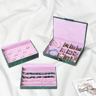 Three- Layer Jewellery Box with Light Pink Velvet Dust Cover on the Second and Third Layer (Size 24.