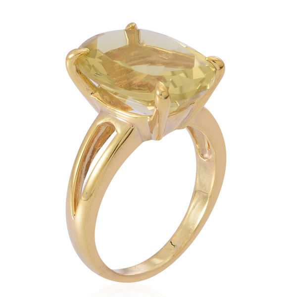 Lemon Quartz (Ovl) Ring in 14K Gold Overlay Sterling Silver 10.000 Ct.