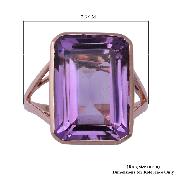 Cocktail Collection-Rose De France Amethyst  Ring in Rose Gold Overlay Sterling Silver 15.67 Ct.