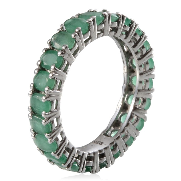 Kagem Zambian Emerald (Ovl) Full Eternity Ring in Platinum Overlay Sterling Silver 3.000 Ct.