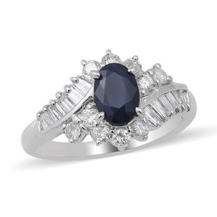Signature Collection 900 White Platinum Blue Sapphire and Diamond (I1/G-H) Ring 1.95 Ct, Platinum Wt