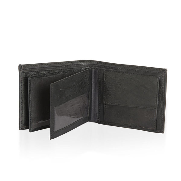(Option 2) Genuine Leather Triangle Embossed Black Colour Bifold Wallet