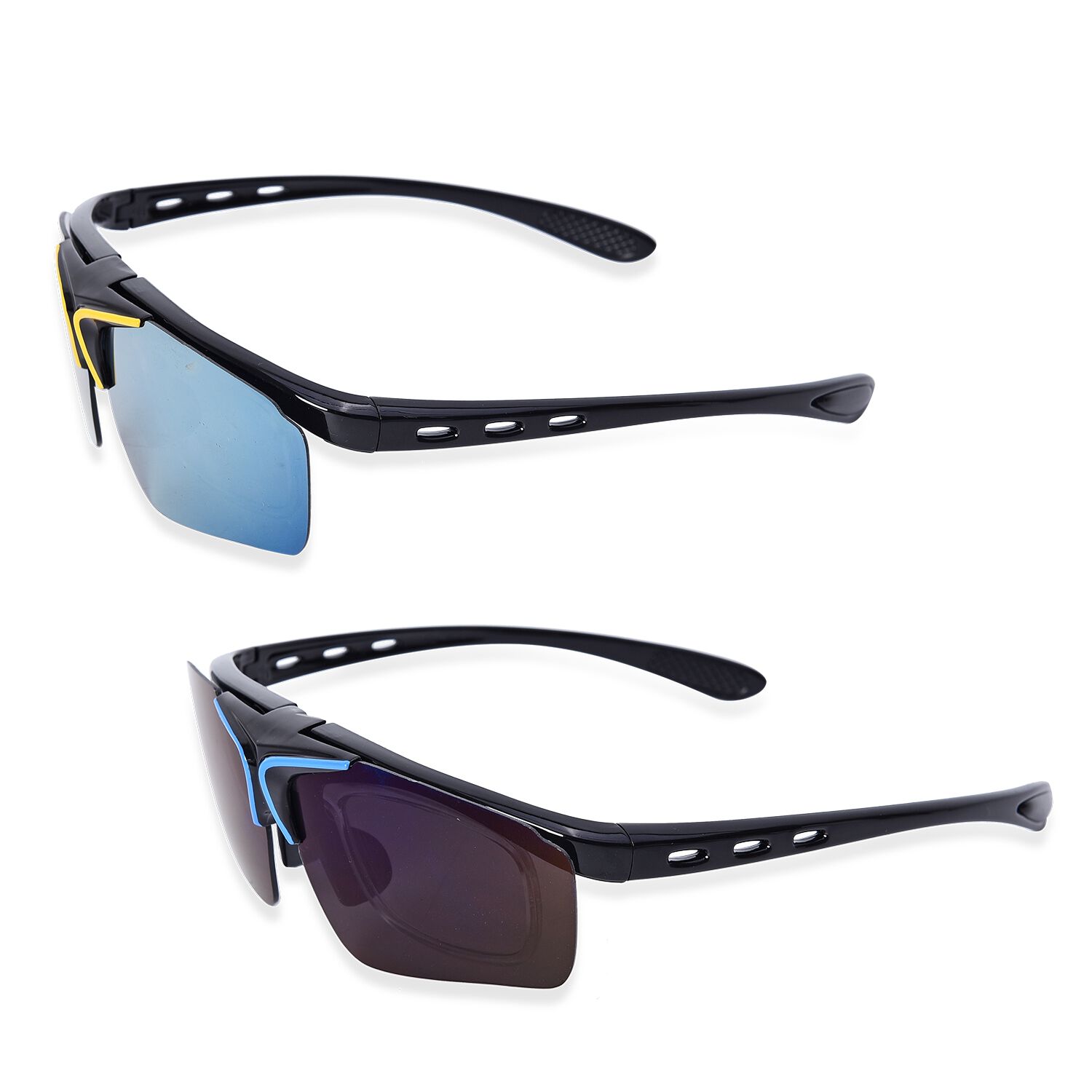 Set of 2 - Double-Layer Clamshell Design Reversible Sunglasses