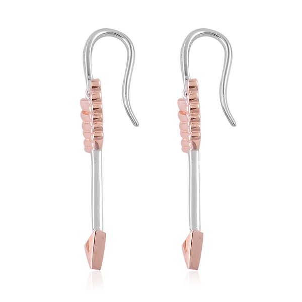 LucyQ Rose Gold and Rhodium Plated Sterling Silver Arrow Hook Earrings