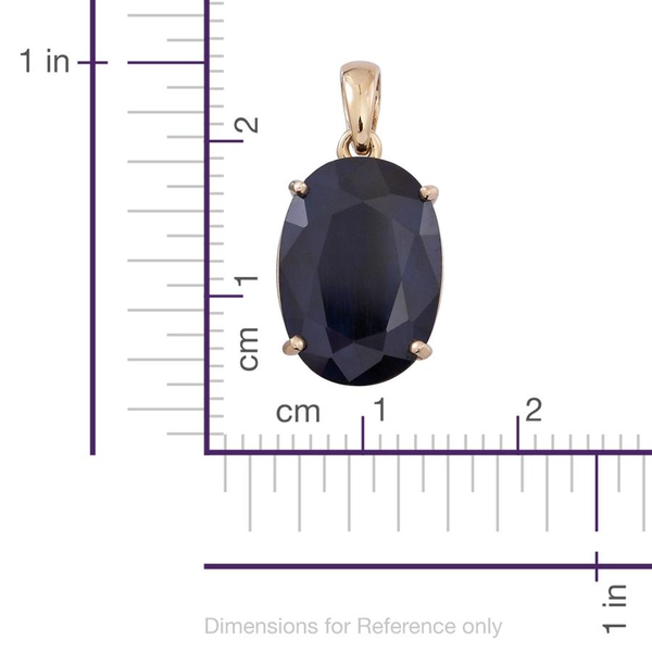 9K Y Gold AAA Premium Size Madagascar Blue Sapphire (Ovl) Solitaire Pendant 7.500 Ct.