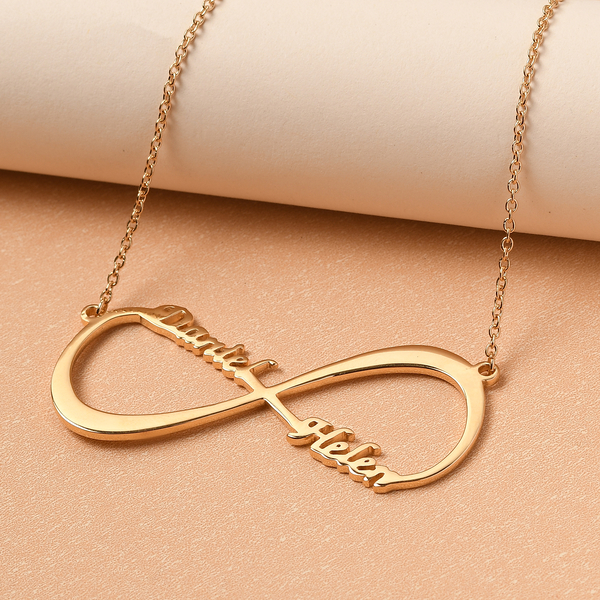 Personalised Infinity Name Necklace in Brass, Size 18+2", Font- Freehand521 BT