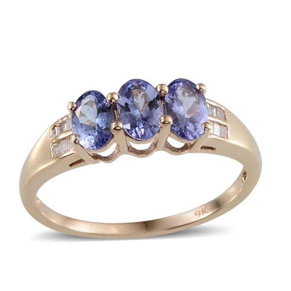 Close Out Deal 9K Y Gold Tanzanite (Ovl), Diamond Ring 1.350 Ct.