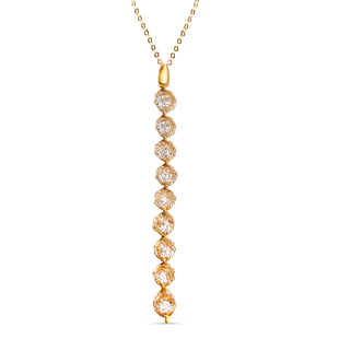 Italian Made- 9K Yellow Gold Cubic Zirconia Necklace (Size 18)