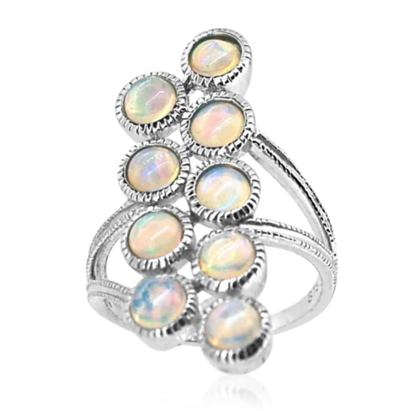Ethiopian Welo Opal (Rnd) Ring in Rhodium Plated Sterling Silver 2.750 Ct.