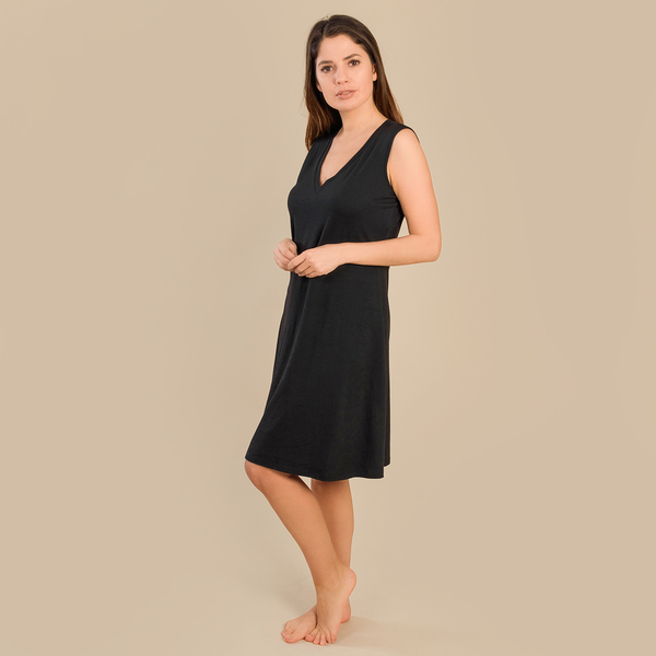 Tamsy V-Neck Sleeveless Dress (Size S,8-10) - Black