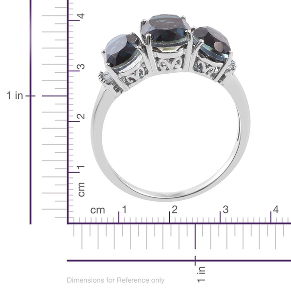 Indicolite Quartz (Ovl), Diamond Ring in Platinum Overlay Sterling Silver 5.500 Ct.