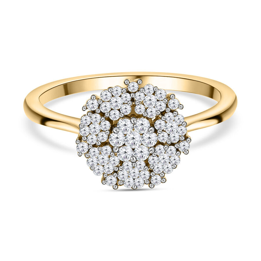 Close Out-  9K Yellow Gold Diamond (G-H) Cluster Ring 0.50 Ct.