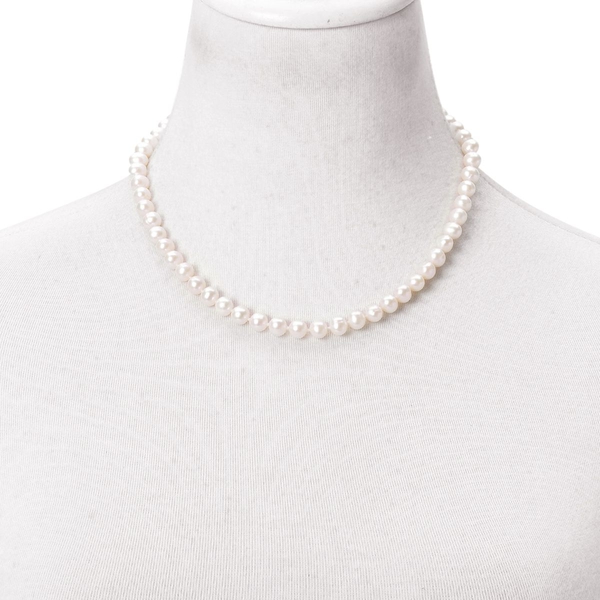9K W Gold Fresh Water White Pearl Necklace (Size 18 with 1 inch Extender)