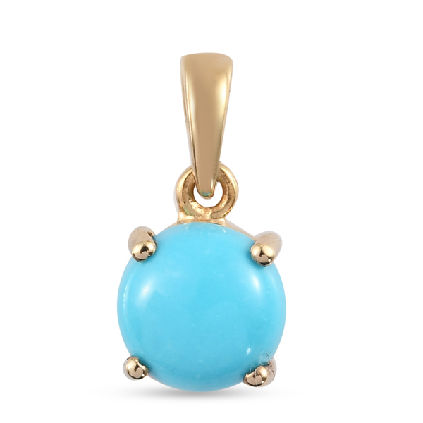Arizona Sleeping Beauty Turquoise Solitaire Pendant in 14K Gold Overlay Sterling Silver 1.66 Ct.