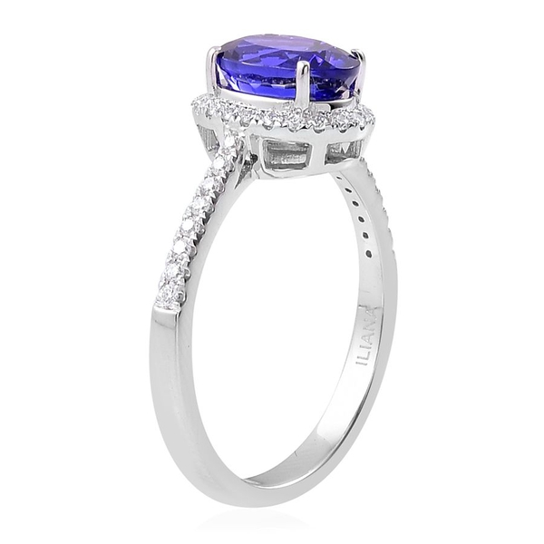 ILIANA 18K White Gold 2.15 Carat AAA Tanzanite Engagement Ring with Diamond SI G-H.