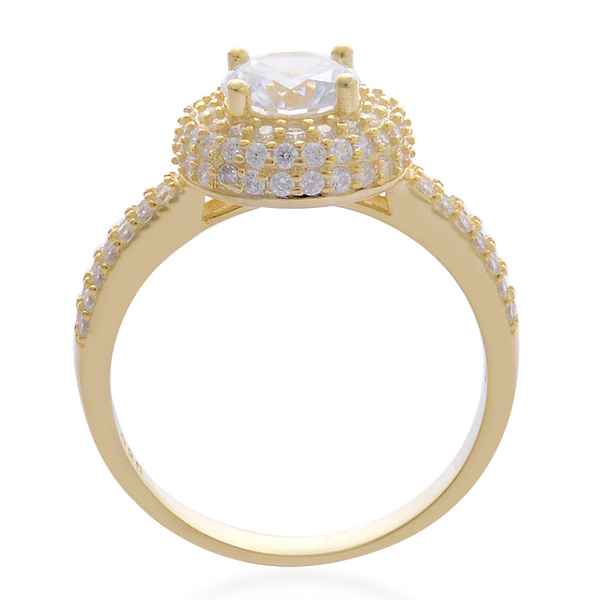 AAA Simulated White Diamond Ring in Yellow Gold Overlay Sterling Silver 0.950 Ct.