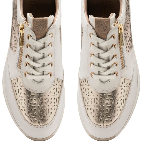 Lotus Shakira Leather Casual Trainers (Size 3) - White & Gold