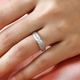 Personalised Engravable Moissanite Solitaire Band Ring in Platinum Plated Sterling Silver