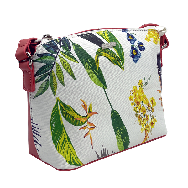 David Jones Tropical Floral Printed Crossbody Bag - Raspberry