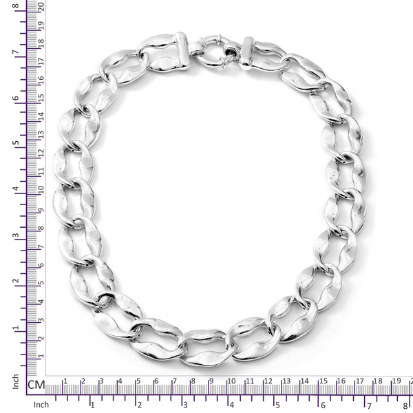 Rhodium Overlay Sterling Silver Fancy Curb Link Necklace (Size 20), Silver wt 56.34 Gms.