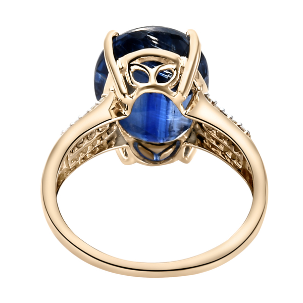 Collectors Dream - 9K Yellow Gold AAA Kashmir Kyanite and Diamond Ring 6.18 Ct.