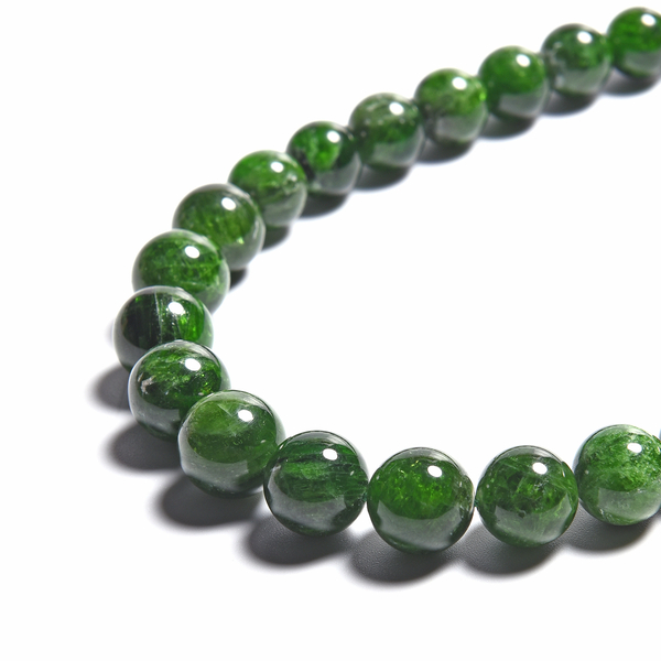 Natural Chrome Diopside Beaded Adjustable Necklace (Size 24 with Magnetic Lock) in Rhodium Overlay Sterling Silver 333.00 Ct.