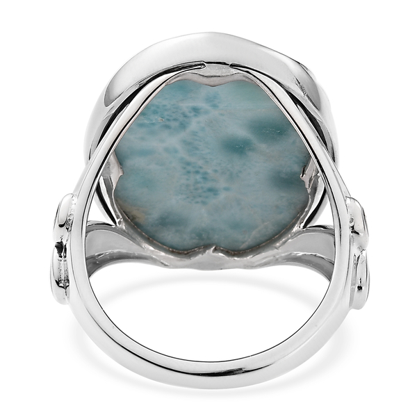 Sajen Silver NATURES JOY Collection- Larimar and Celestial Swiss Blue Doublet Quartz Enamelled Turtle Ring in Sterling Silver 18.26 Ct.