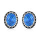 Sajen Silver Cultural Flair Collection- Quartz Doublet Simulated Opal Blue Earrings (with Push Back) in Rhodium Overlay Sterling Silver 2.60 Ct.