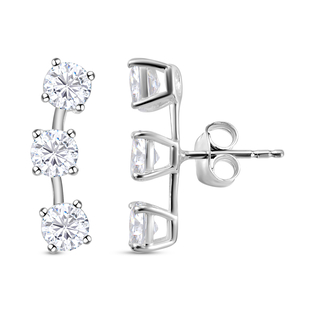 ELANZA Simulated Diamond Earrings (With Push Back) in Sterling Silver