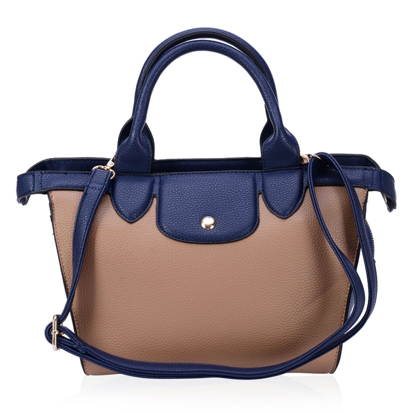 Blue Colour Top Handle Bag with Adjustable and Removable Shoulder Strap (Size 33x23x11 Cm)