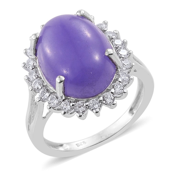 Purple Jade (Ovl 10.50 Ct), Natural Cambodian Zircon Ring in Platinum Overlay Sterling Silver 11.500