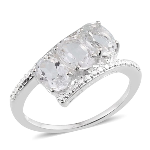 White Topaz (Ovl) Trilogy Ring in Sterling Silver 2.500 Ct.