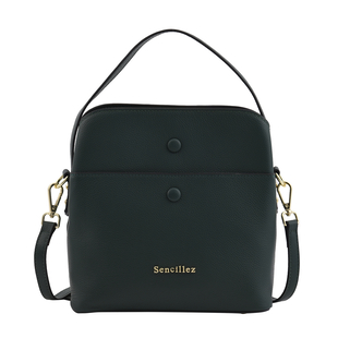 SENCILLEZ Genuine Leather Convertible Bag with Shoulder Strap - Black