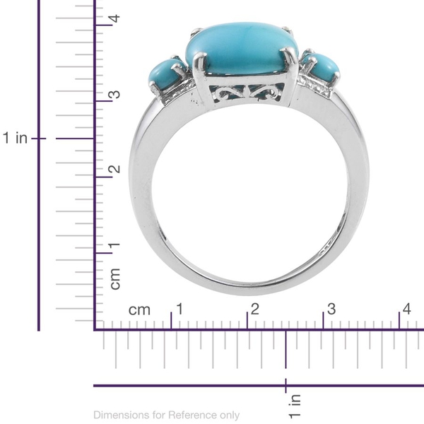 Arizona Sleeping Beauty Turquoise (Cush 3.75 Ct) Ring in Platinum Overlay Sterling Silver 4.000 Ct.