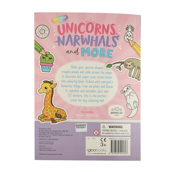 Unicorn & Narwhal Colouring Book with Crayons