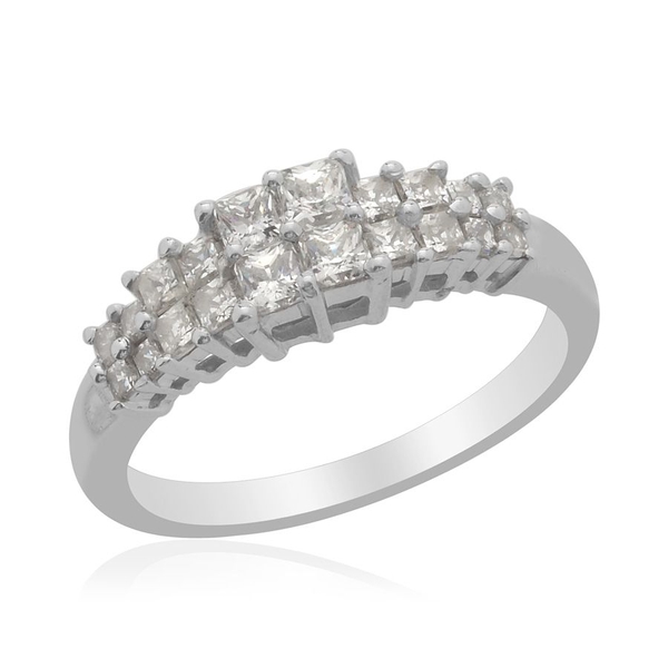 Lustro Stella - Platinum Overlay Sterling Silver (Sqr) Ring Made with Finest CZ 0.832 Ct.