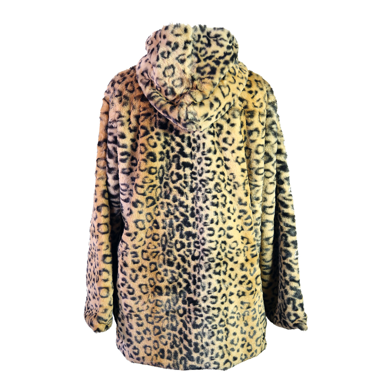 Super Soft Faux Fur Leopard Pattern Coat in Cream and Brown (Size M)