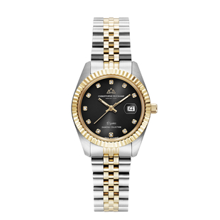 CHRISTOPHE DUCHAMP Elysees Swiss Movement Watch With Diamonds in Stainless Steel Two Tone Strap