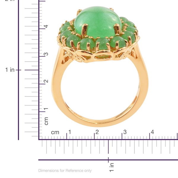Green Jade (Ovl 5.75 Ct) Ring in 14K Gold Overlay Sterling Silver 8.250 Ct.