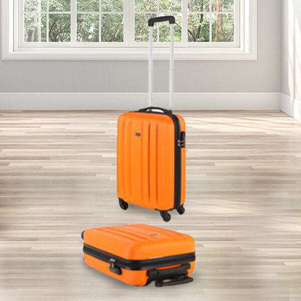 21 Inch Carry on Luggage Bag with Four Spinner Wheels Suitcase Orange