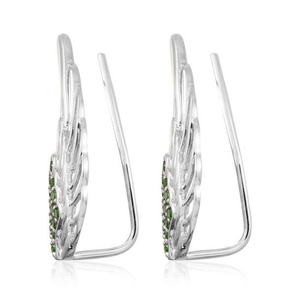Chrome Diopside (Rnd) Angel Wing Earrings in Platinum Overlay Sterling Silver 0.750 Ct.