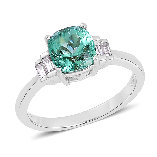 ILIANA 18K W Gold Boyaca Colombian Emerald (Cush 2.00 Ct), Diamond Ring 2.250 Ct.