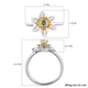 Aquamarine Floral Ring in Platinum and Gold Overlay Sterling Silver