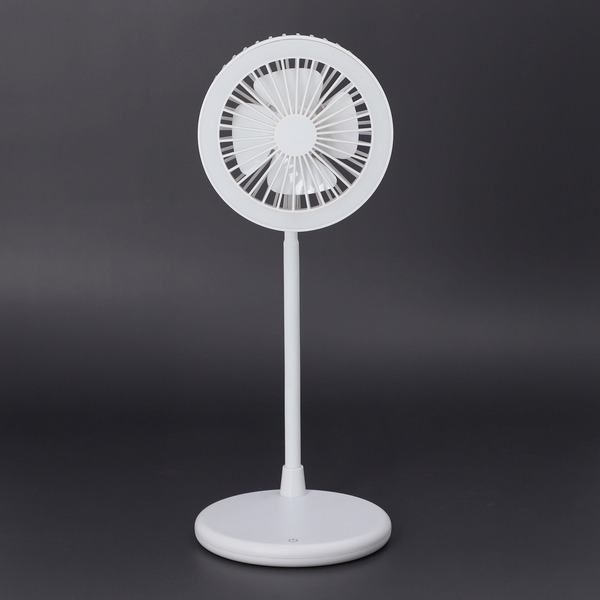 Foldable Desk Fan with LED Light and 3 Wind Speed Setting (Size 12x12x31cm) - White