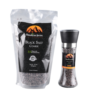  Pure Himalayan Black Coarse Salt Mill with Refill Pouch
