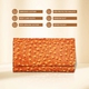 100% Genuine Leather Ostrich Embossed Pattern RFID Wallet - Tan