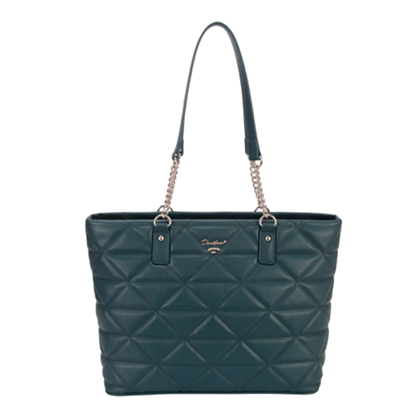 DAVID JONES Quilted Pattern Tote Bag with Handle Drop - Blue